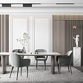 Modern Dining Table and Chair Combination Simple 3d model