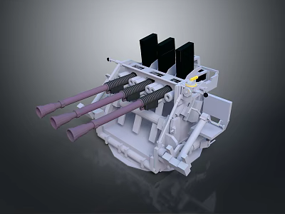 Mechanical Device Featuring Dual Barrels Black Square Parts And Spring Mechanism 3d model
