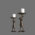 Decorative Candle Holders with Deer Shaped Metal Base and White Candles
