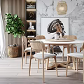 Nordic Dining Table and Chair Combination 3d model