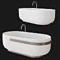 Contemporary White Freestanding Bathtub With Metal Accents And Elegant Design