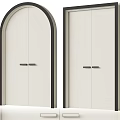 Contemporary Double Doors Design Showcasing Arched And Straight Edge Frames With Sleek Handles 3d model