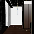 Modern Minimalist Living Room With Dark Wood Cabinet Sheer Curtain And Recessed Ceiling Lights