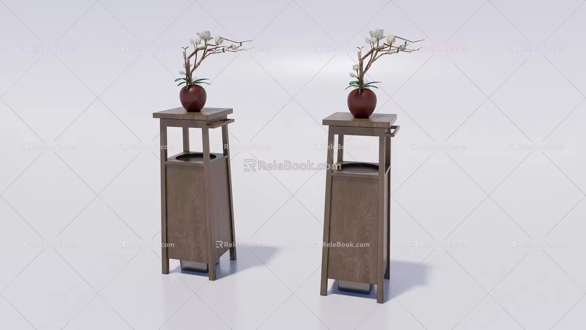 New Chinese style trash can solid wood trash can 3d model