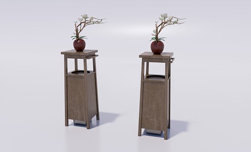 New Chinese style trash can solid wood trash can 3d model