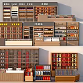 Tobacco and Alcohol Store Interior With Various Liquor Tobacco Shelves and Display Counters