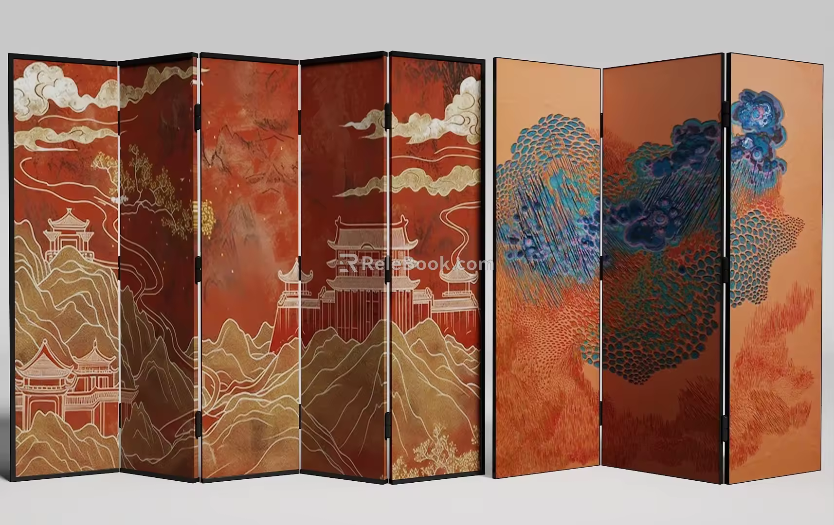 new chinese style screen 3d model