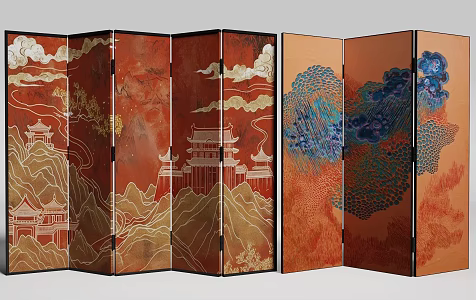 new chinese style screen 3d model