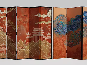new chinese style screen 3d model
