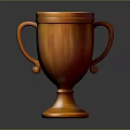 Wooden Trophy Shaped Furniture With Two Handles And Blue Top Design