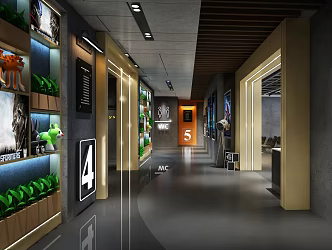Modern aisle cinema corridor 3d model