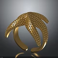 Unique Golden Starfish Cuff Bracelet With Textured Dots Design For Fashion