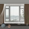 Modern Curtain Design For Bright Window Interior With Sheer Panels Decorative Balls And Greenery