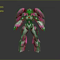 Pink Silver Biomechanical Robot Character Design With Mechanical Armor And Streamlined Structure 3d model