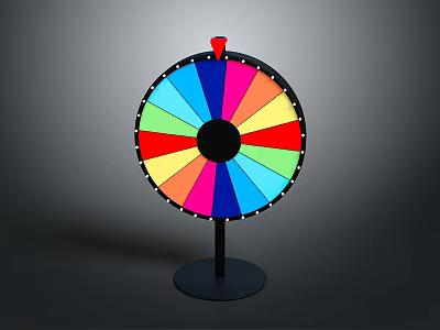 Colorful Spinning Wheel Household Item With Multi Colored Sections And Pointer 3d model