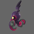 Purple Aquatic Octopus with Yellow Eyes and Red and Green Tentacles in 3D Model Design