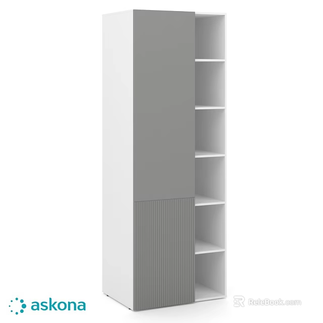 Modern Wardrobe Design With Grey And White Panels And Open Shelves 3d model 