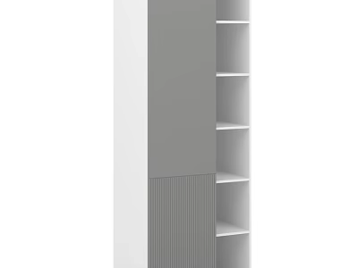 Modern Wardrobe Design With Grey And White Panels And Open Shelves 3d model