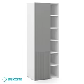 Modern Wardrobe Design With Grey And White Panels And Open Shelves
