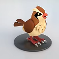 Cute Bird Shaped Doll With Brown And White Feather Design Red Claws And Black Base Stand