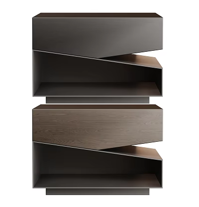 Modern Hallway Cabinet and Side Cabinet With Zigzag Wooden Shelves Design 3d model