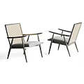 Modern Leisure Chairs Featuring Woven Backrest Curved Armrests And Gray Upholstered Seats