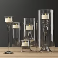Transparent Glass Candle Lamps With Lit Candles And Various Designs For Home Decor