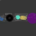 Ornamental Decor Set on Shelves Featuring Vase Lamp Books Abstract Sculpture and Poster