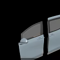 Open Car Doors Interior With Beige Panel Wood Trim And Control Buttons 3d model