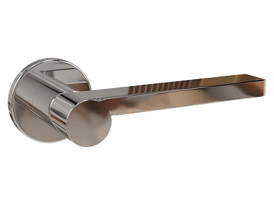 Sleek Modern Chrome Metal Door Handle with Round Base Contemporary Home Interior Design 3d model
