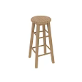 Single Wooden Bar Stool With Natural Wood Design For Home Kitchen Use