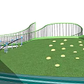 Green Spiral Playground Equipment with Slide Circular Platform and Happy Riders Design