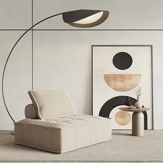 Lazy Sofa Carpet Ornaments Side Table Coffee Table Floor Lamp Hanging Painting Furnishings 3d model