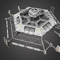 Futuristic Mechanical Platform With Dome Top Support Legs And Robotic Arms