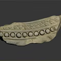 Ancient Stone Architectural Component With Ornate Circular And Triangular Carvings 3d model