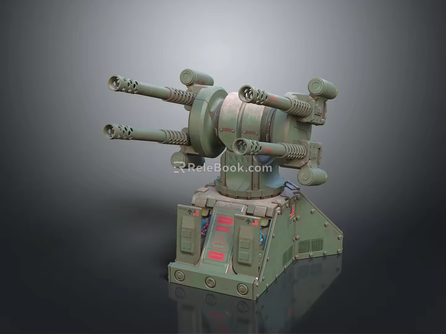 Turret Turntable Railgun Sci-fi Tower Defense Game Tower Defense Sci-fi Turret Game Turret Game Battery 3d model