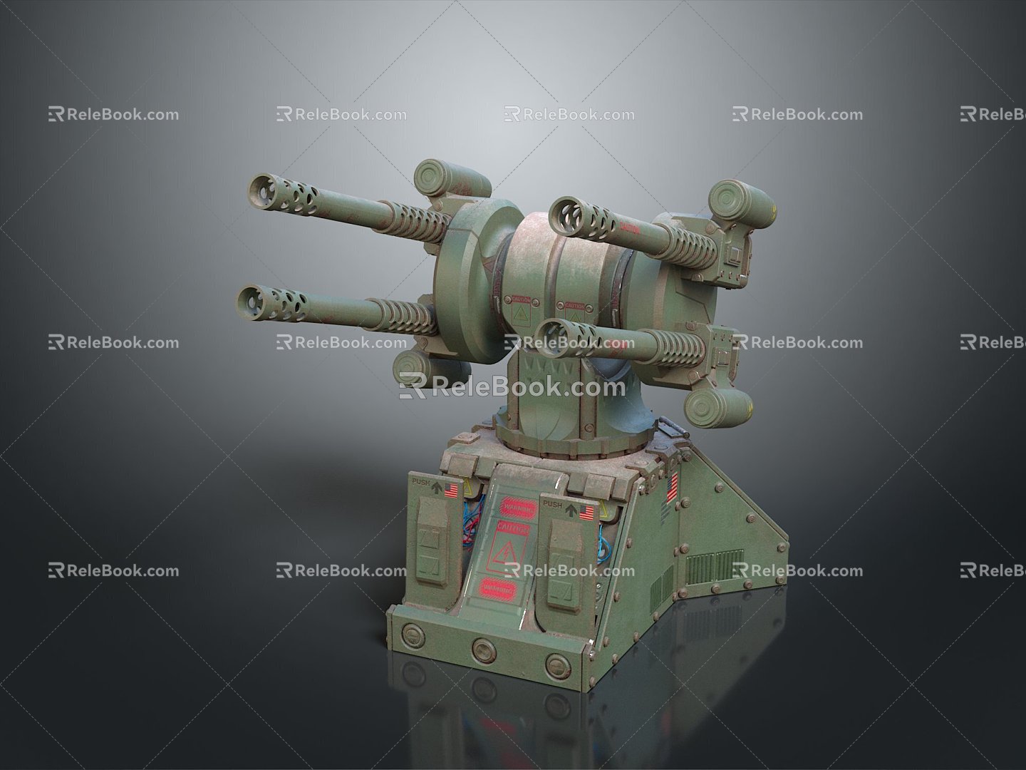 Turret Turntable Railgun Sci-fi Tower Defense Game Tower Defense Sci-fi Turret Game Turret Game Battery 3d model