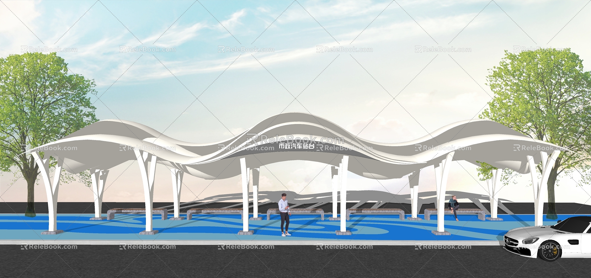 Modern Platform Bus Station Platform 3d model