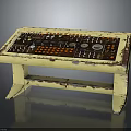 Vintage Yellow Electronic Console With Rusted Frame And Control Buttons Knobs 3d model