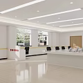 Bright Service Hall Interior Layout With White Counter Waiting Seats And Natural Light