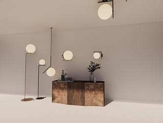 Modern lamps and lanterns combination low cabinet and round ball decorative lamps and lanterns 3d model