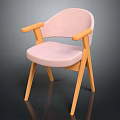 Pink Padded Accent Chair With Wooden Armrests Comfortable Seat And Modern Design
