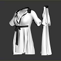 Men's White Shirt with Black Collar and Belt Design Details