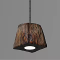 Natural Wooden Square Pendant Lights with Different Wood Tones