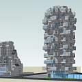 Traditional and Modern Hotel Building Design With Stacked Cube Structure And Windows