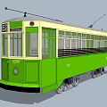 Classic Green Tram Featuring Cream Details Number 500 And Overhead Wires