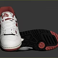 White Red And Black Casual Sneakers With Brand Logo And Detailed Design Elements