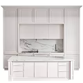 White Modern Kitchen Cabinets With Marble Countertop Backsplash And Island Design