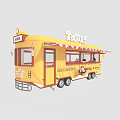 Yellow Mobile Food Cart With Awning Windows And Octopus Balls Selling Setup