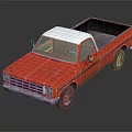 Vintage Red Pickup Truck With White Roof And Rustic Weathered Finish